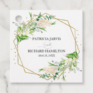 Gold Foil Geometric Greenery Elegant Wedding Favour Tags