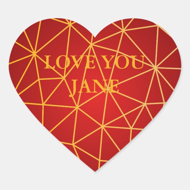 Gold Foil Geometric Heart Heart Sticker (Front)
