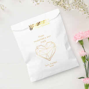 Gold Foil Geometric Heart Valentine's Day Favour Bags