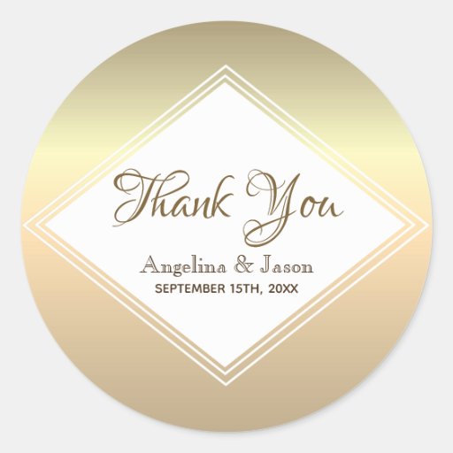Image of Gold Foil Geometric Wedding Thank You Sticker