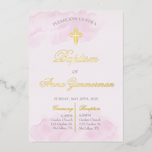 Gold foil girl baptism  (Front)