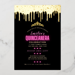 Gold Foil Girly Pink 15th Birthday Quinceanera