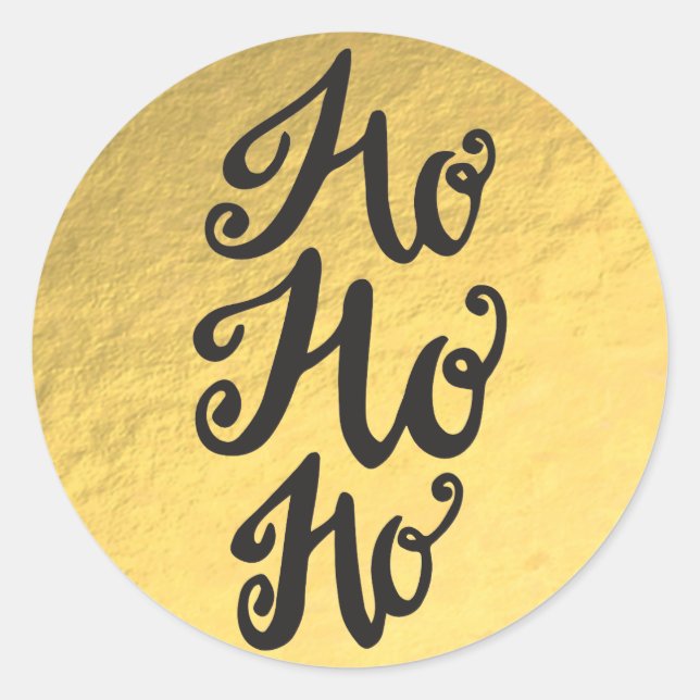 Gold Foil Glam Shiny Holiday Christmas Ho HO HO Classic Round Sticker (Front)