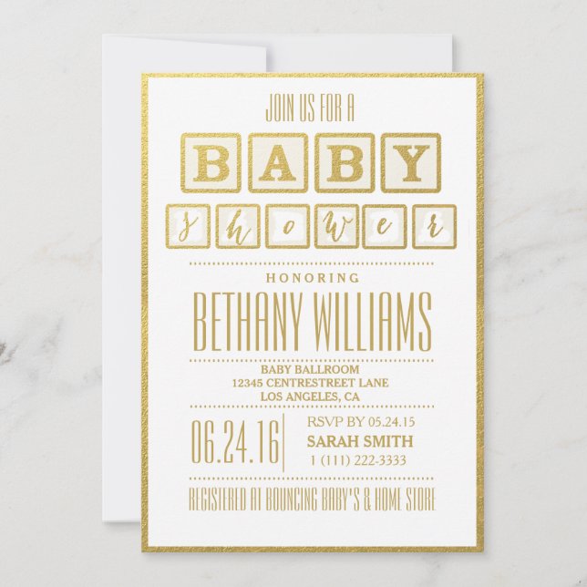 GOLD FOIL GLAMOR BABY SHOWER INVITATION (Front)