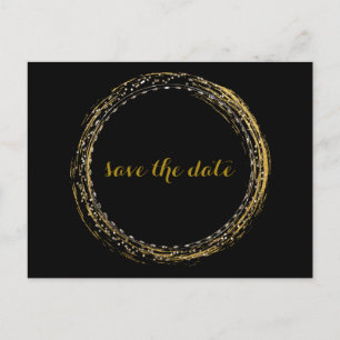 Gold Foil Glamour Circle Save The Date Postcard