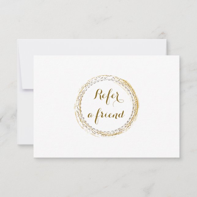 Gold Foil Glamour Circle White Referral Card (Front)