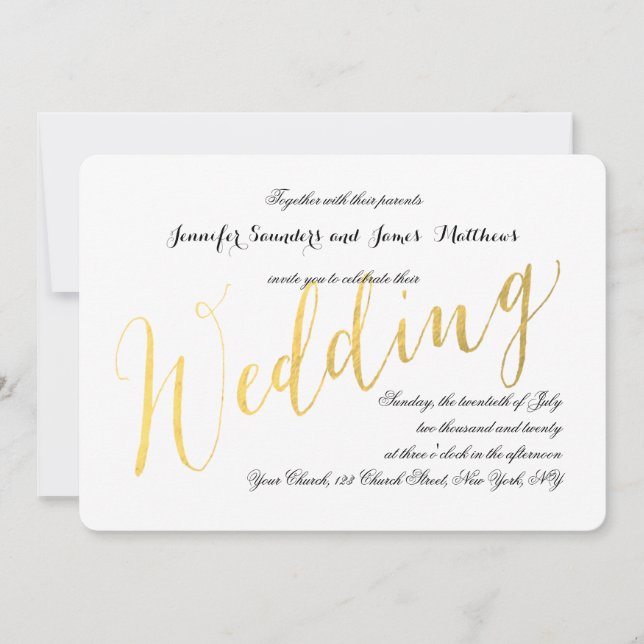 Gold Foil Glamour | Elegant Wedding Invitations (Front)