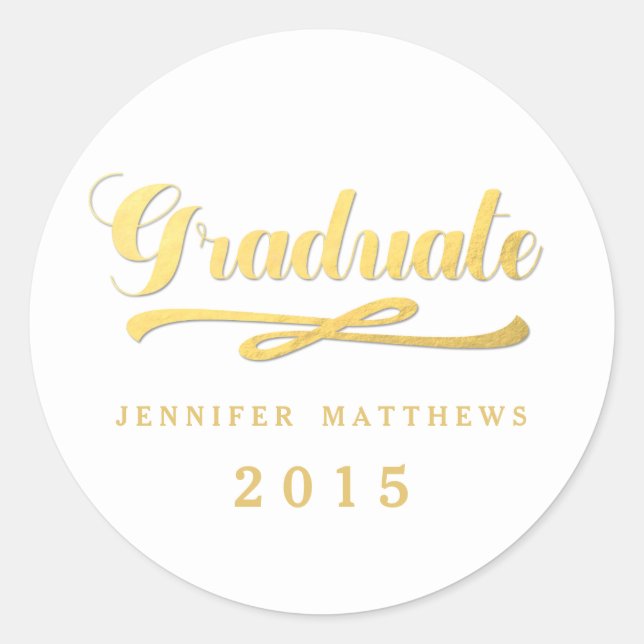 Gold Foil Glamour | Graduation Sticker (Front)