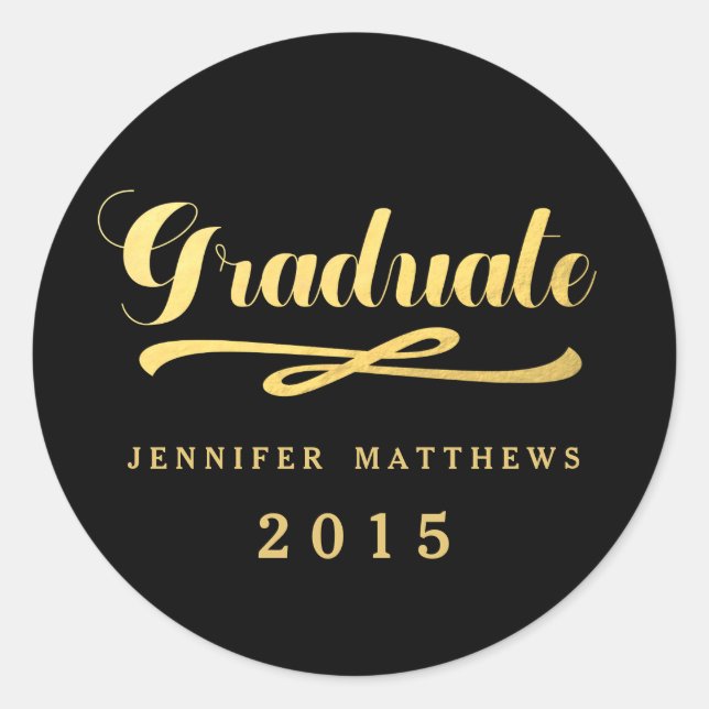 Gold Foil Glamour | Graduation Sticker (Front)