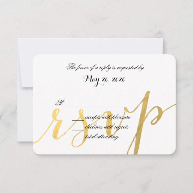 Gold Foil Glamour | Modern Wedding RSVP Card (Front)