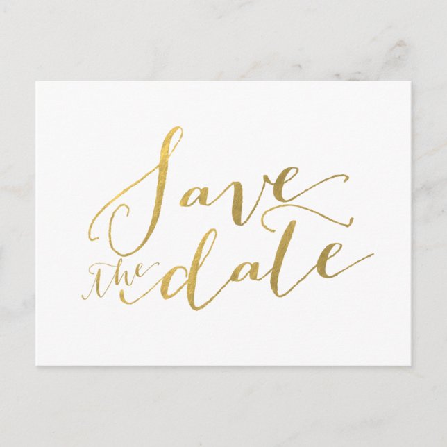 Gold Foil Glamour | Save the Date Postcard (Front)