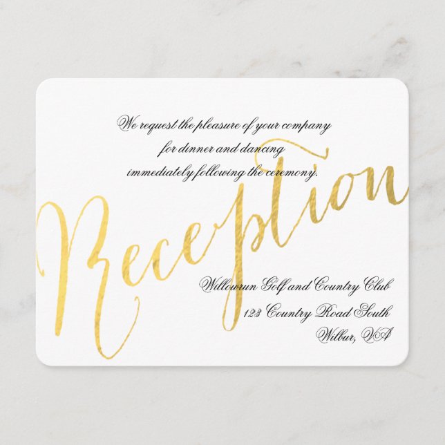 Gold Foil Glamour | Wedding Reception Invitation 2 (Front)