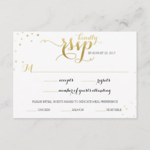 Gold Foil Glamour Wedding RSVP Card
