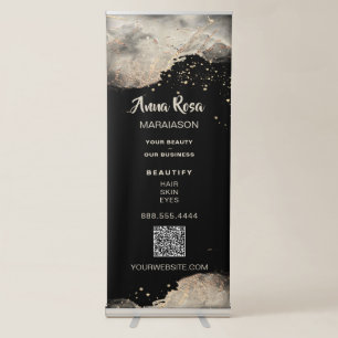 *~* Gold Foil Glitter Beauty Girly Chic Spa QR Retractable Banner