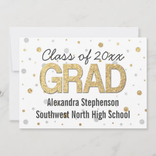 Gold Foil Glitter Confetti Graduation Party Custom Invitation