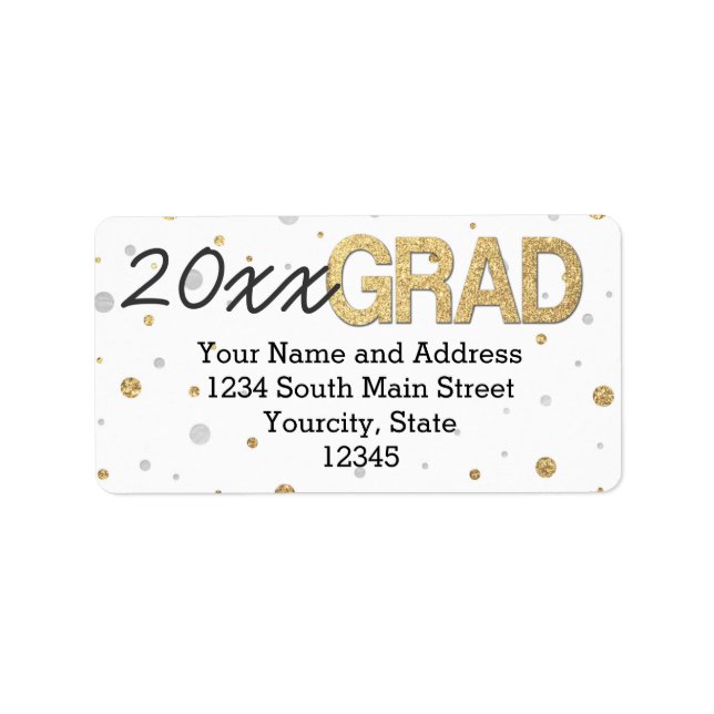 Gold Foil Glitter Confetti Graduation Party Custom Label (Front)