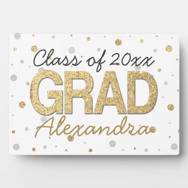 Gold Foil Glitter Confetti Graduation Party Custom Plaque (Front)