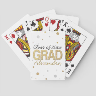 Gold Foil Glitter Confetti Graduation Party Custom Playing Cards