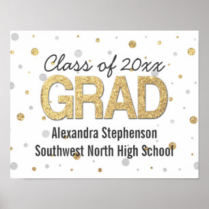 Gold Foil Glitter Confetti Graduation Party Custom Poster