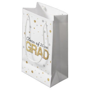 Gold Foil Glitter Confetti Graduation Party Custom Small Gift Bag