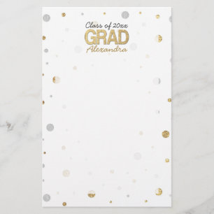 Gold Foil Glitter Confetti Graduation Party Custom Stationery
