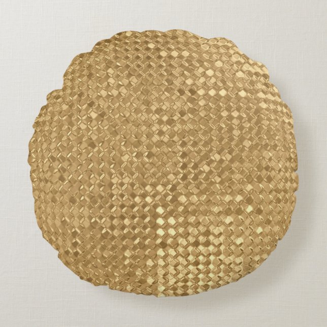 Gold foil, glitter seamless texture. round cushion (Front)