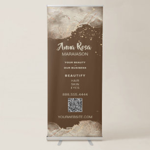 *~* Gold Foil Glitter Spa QR Beauty Girly Chic Retractable Banner