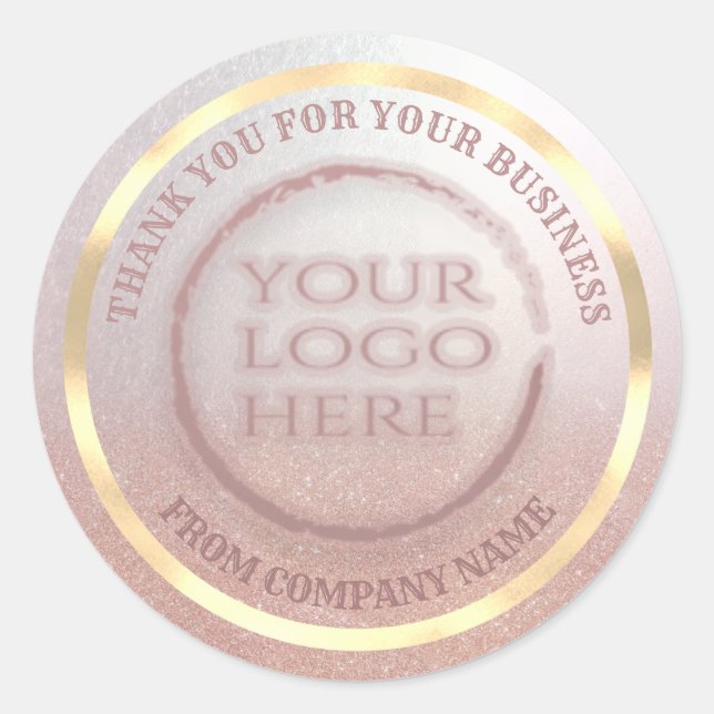 Gold foil glittery thank custom logo classic round sticker (Front)