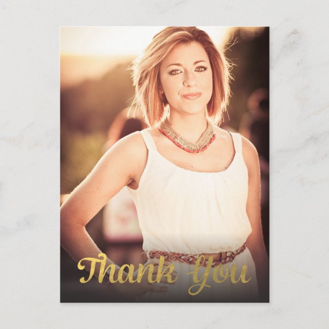 Gold Foil Graduation Grad Thank You Photo Postcard (Front)