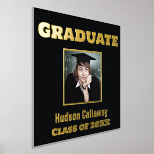 Gold Foil Graduation Poster Your Photo 