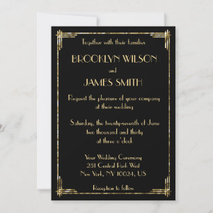 Gold Foil Great Gatsby Art Deco Wedding Invites