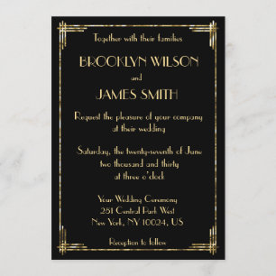 Gold Foil Great Gatsby Art Deco Wedding Invites