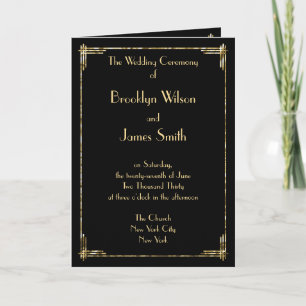 Gold Foil Great Gatsby Art Deco Wedding Programs Programme