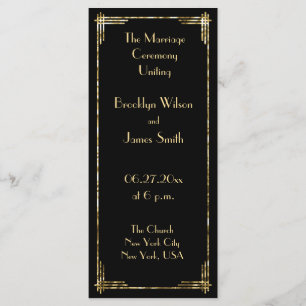 Gold Foil Great Gatsby Art Deco Wedding Programs Programme