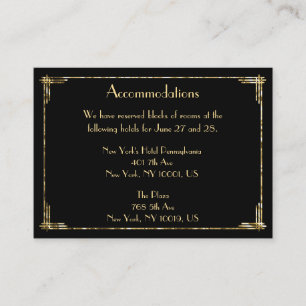 Gold Foil Great Gatsby Wedding Accommodation Cards