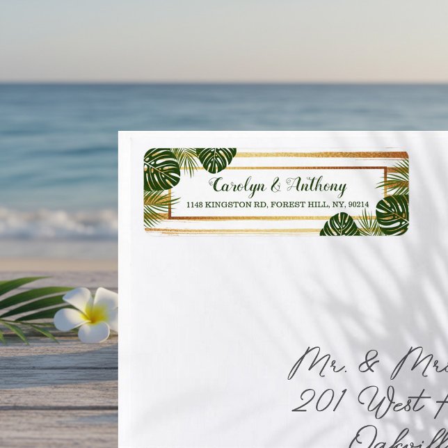 Gold Foil & Green Palm Leaf Beach Wedding (Creator Uploaded)