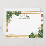 Gold Foil & Green Palm Leaf Beach Wedding Advice Card<br><div class="desc">Celebrate in style with these tropical palm leaves advice cards. The simple yet stylish design will allow your guests to write a note of advice for you to keep and read over in years to come. The wording is easy to personalise so these cards can quickly be transformed into advice...</div>