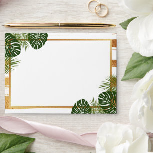 Gold Foil & Green Palm Leaf Beach Wedding Envelope