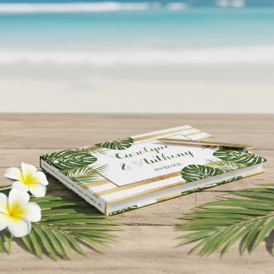 Gold Foil & Green Palm Leaf Beach Wedding Guest Book
