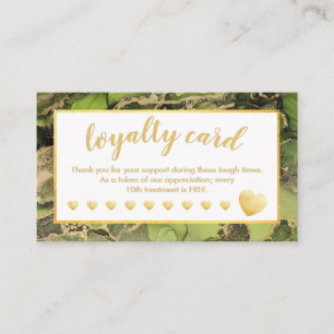 Gold Foil Green Salon Loyalty Card