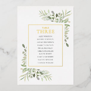 Gold Foil Greenery Table Number Seating Chart