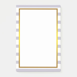 Gold Foil Grey Stripe white clean Post-it Notes