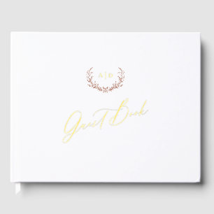 Gold Foil Guest Book Terracotta Monogram Wedding