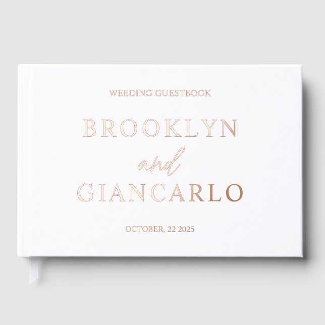 Gold Foil Guestbook • Modern Wedding Guest Book •  (Front)