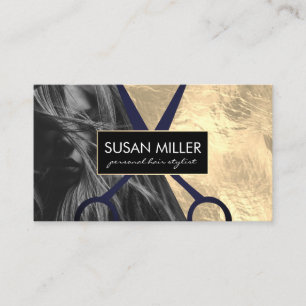 Gold Foil   Hair Model   Colour Block   Shears Business Card