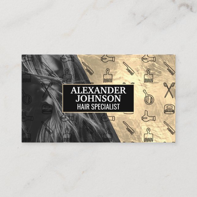 Gold Foil | Hair Stylist Tools Business Card (Front)