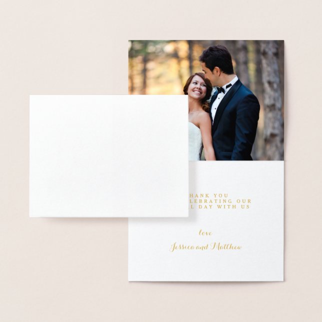 Gold Foil Hand Lettered Wedding Thank You Photo Card (Display)