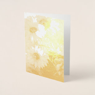 Gold foil happy birthday daisies   foil card