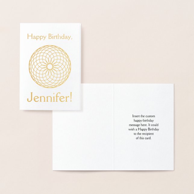 Gold Foil "Happy Birthday, Jennifer!" Card (Display)