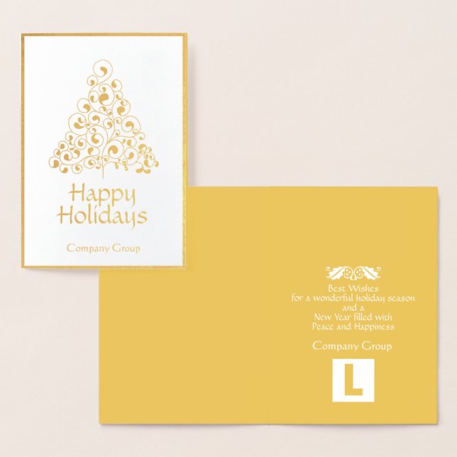 Gold Foil Happy Holidays Business Logo Foil Card (Display)
